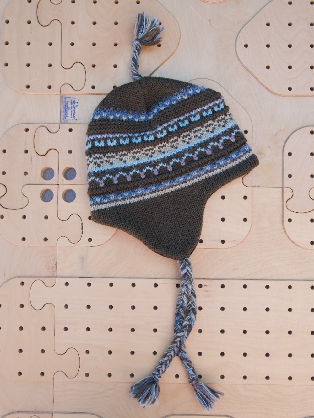 Vintage Y2K Stüssy 100% Wool Knitted Nordic Hat Fleece-Lined With Ear Flaps